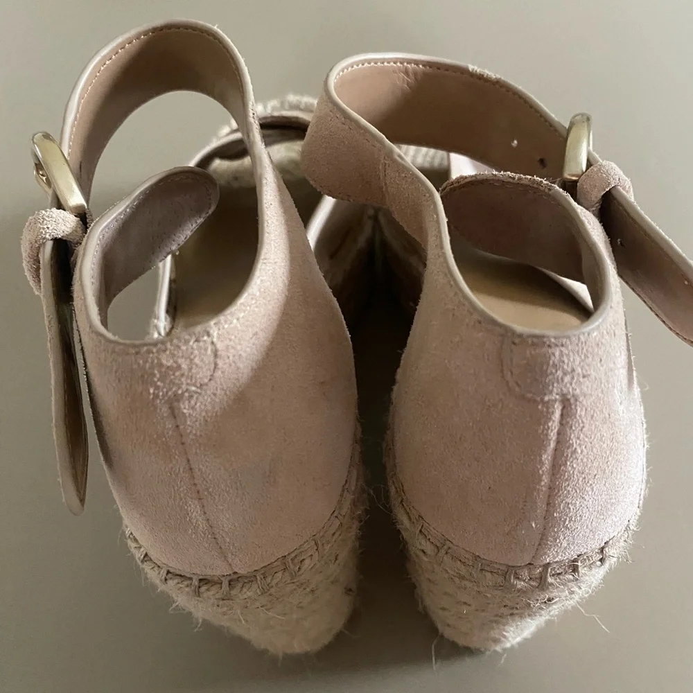 Marc Fisher Amari Espadrille Wedge Sandal Size l0M‎ Light Taupe Suede Nautical